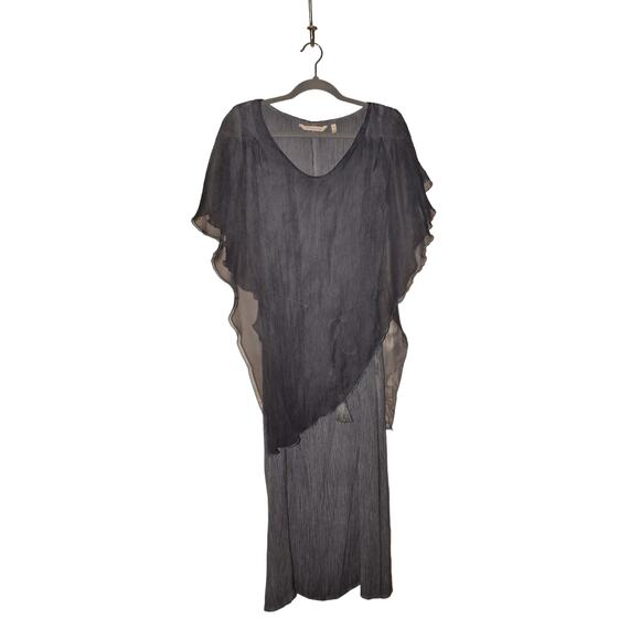 SOFT SURROUNDINGS $159 Scoop Neck Layered Ruffle Kaftan Dress Gray Medium - Picture 1 of 4